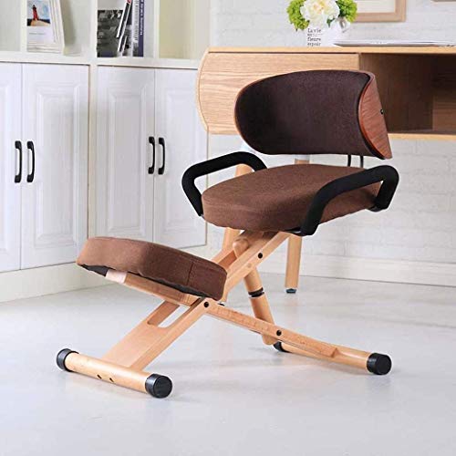 YLJYJ Sillas de Rodillas Silla de Oficina ergonómica Mobiliario de Estudio para aliviar la Fatiga Taburete ortopédico Regulable en Altura con Respaldo con asa (Color: Rojo)