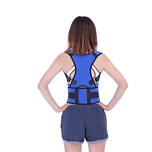 YLLN Azul Masculino Femenino Corregidor de Postura Ajustable Corsé Espalda Cinturón Soporte Lumbar Corrector Recto De Espalda Niños (Color: Azul, Talla: M)