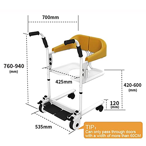 YNITJH Taburete portátil Plegable para sillas de Ruedas de baño,Silla De Ruedas Enfermería para Ancianos,Silla Baño para Discapacitados,Silla de Transferencia de Pacientes,BasicEdition-Yellow