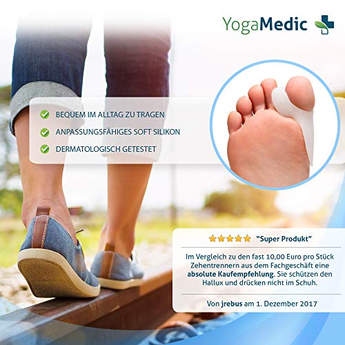 YogaMedic Hallux Valgus Corrector de Juanetes [6x] - Separador silicon de dedos - 0% BPA - Talla universal