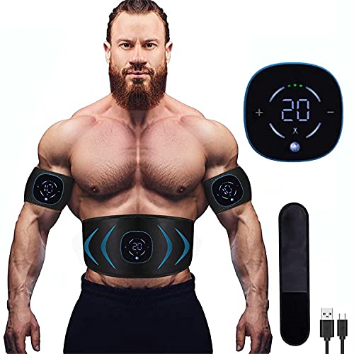 Yonars EMS Electroestimulador Muscular Abdominales, 10 Modos, 20 Niveles Diferentes para, Electroestimulacion Estimulación ABS Trainer para Abdomen/Brazo/Piernas/Cintur