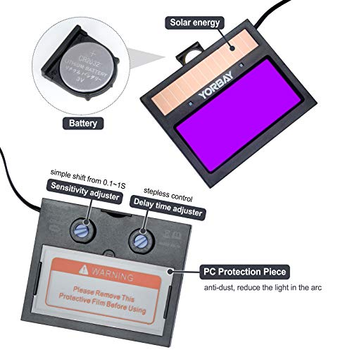 Yorbay Casco de Soldadura Soldadores máscara de oscurecimiento automático de Solar con 5 Lentes de Repuesto (relámpago cráneo) Reutilizable