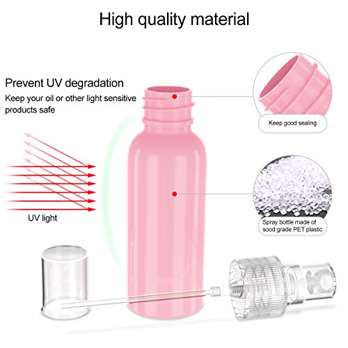 YoungRich 6 Piezas 50ml Atomizador Bote Spray Botellas Vacía De Plástico Transparentes Contenedor de Pulverizador Líquido Reutilizable para Aceites Esenciales Viajes Perfumes(6 colores)