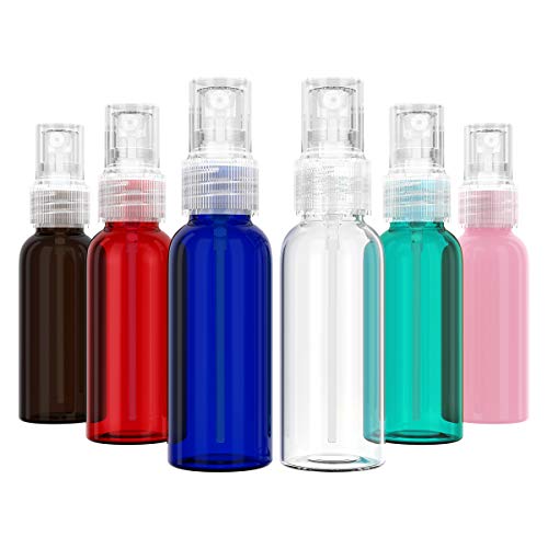 YoungRich 6 Piezas 50ml Atomizador Bote Spray Botellas Vacía De Plástico Transparentes Contenedor de Pulverizador Líquido Reutilizable para Aceites Esenciales Viajes Perfumes(6 colores)