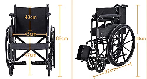 YQTXDS Silla de Ruedas de Acero Engrosado Silla de Viaje Plegable portátil Silla de Viaje Asistente Manual Rueda propulsada (Silla de Ruedas)