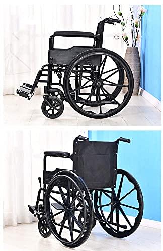 YQTXDS Silla de Ruedas de Acero Engrosado Silla de Viaje Plegable portátil Silla de Viaje Asistente Manual Rueda propulsada (Silla de Ruedas)