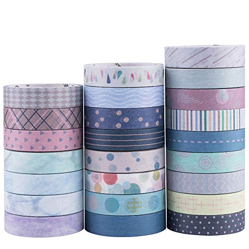 Yubbaex Washi Tape Set cinta adhesiva decorativa Washi Glitter Adhesivo de Cinta Decorativa para DIY Crafts Scrapbooking 24 Rollos