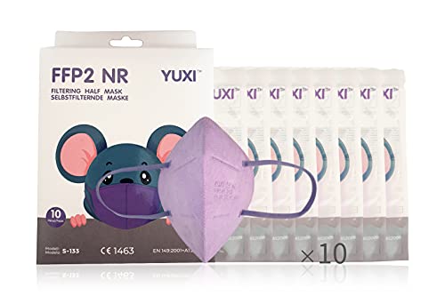 YUXI Mascarillas FFP2 Homologadas Tamaño Reducido, 10 Unidades, Color Morado, CE1463 EN 149:2001 + A1:2009 FFP2 NR