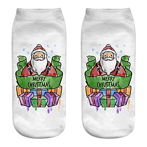 YWLINK Moda Calcetines De Navidad Suave Y Transpirable Calcetines De AlgodóN Lindos ImpresióN En 3d Medias Calcetines De Dibujos Animados Deportivos Regalo Calcetines De Tobillo (A, Talla única)