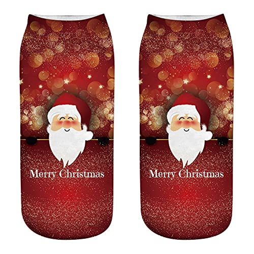 YWLINK Moda Calcetines De Navidad Suave Y Transpirable Calcetines De AlgodóN Lindos ImpresióN En 3d Medias Calcetines De Dibujos Animados Deportivos Regalo Calcetines De Tobillo (A, Talla única)