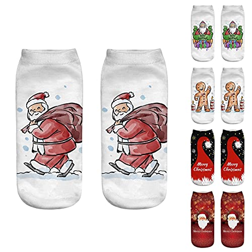 YWLINK Moda Calcetines De Navidad Suave Y Transpirable Calcetines De AlgodóN Lindos ImpresióN En 3d Medias Calcetines De Dibujos Animados Deportivos Regalo Calcetines De Tobillo (A, Talla única)