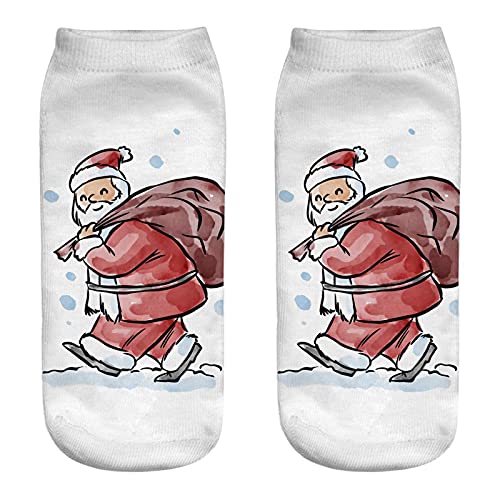 YWLINK Moda Calcetines De Navidad Suave Y Transpirable Calcetines De AlgodóN Lindos ImpresióN En 3d Medias Calcetines De Dibujos Animados Deportivos Regalo Calcetines De Tobillo (D, Talla única)