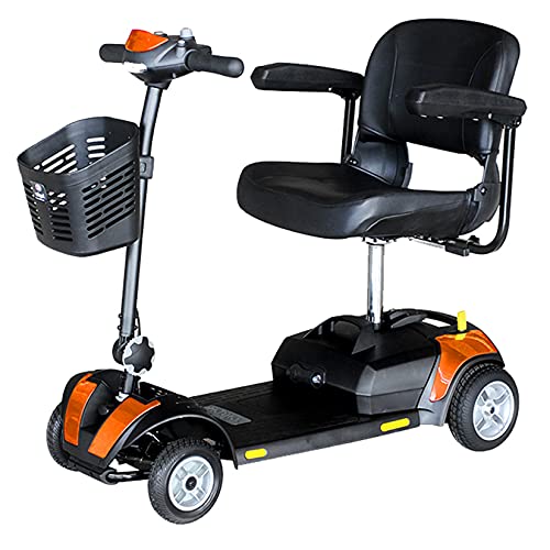 YX-ZD Scooters Portátiles Movilidad 4 Ruedas, Scooter Movilidad Plegable para Adultos Mayores Discapacitados, Scooter Eléctrico Ligero, Silla Ruedas Eléctrica, 20 Km Largo Alcance hasta 4 mph,Naranja