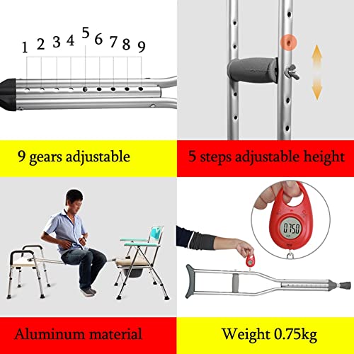 YXW Muletas Axilares Ajustables Bastón para Caminar ortopédicas con Asas y Almohadillas Axilares, S/M/L (soportan 130kg) 2 Unidades (Size : Medium 113-134cm)