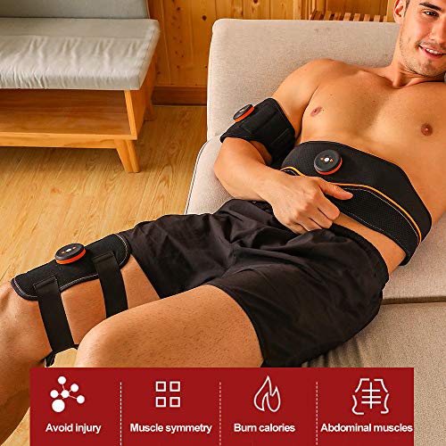 YYDM EMS Muscular, Abdominal Dispositivo De Entrenamiento De Estimulación, Quemar Grasa para Fortalecer Los Músculos, Dar Forma Al Cuerpo De Carga USB,Abdomen + Arms + Legs (2)