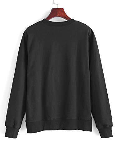 ZAFUL Sudadera básica para mujer, hombros caídos, cuello redondo Negro XL