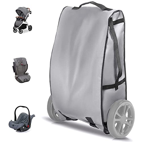 Zamboo Bolsa de Transporte Protectora para Silla de Paseo y Silla de Coche - Bolsa de viaje para Grupo 0, Silla de Auto y Carritos en el coche o el avión - Gris