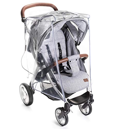 Zamboo Plastico Lluvia Silla Paseo Universal - Burbuja Lluvia/Protector Lluvia Carro bebe con ventana de contacto, cremallera frontal para abrir, transparente, sin contaminantes