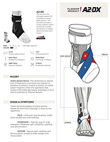 Zamst A2 DX Left - Protección de tobillos, tamaño Medio, color negro
