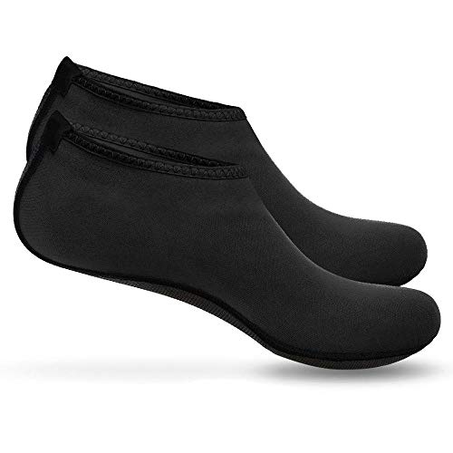 Zapatillas de Deporte acuático BOOLAVARD Barefoot Calcetines de Yoga Aqua de Secado rápido para Hombres, Mujeres y niños (XXL - 44-45 EU, Negro)