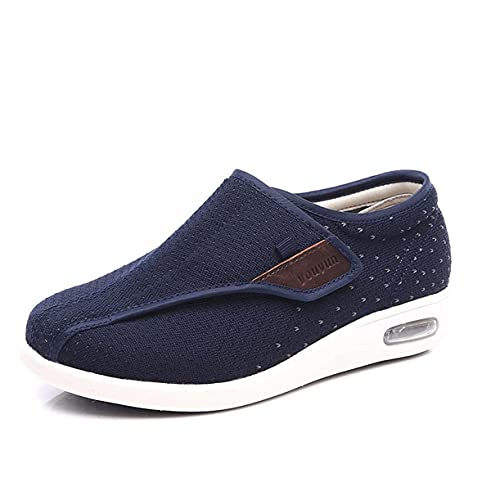 Zapatillas Diabéticas para Mujer, Edema Extra Ancho Zapatos Hinchados Comfort Anciano Ortopédico Calzado Unisex Ajustable Anciano Edema Zapatos,Azul,43 EU