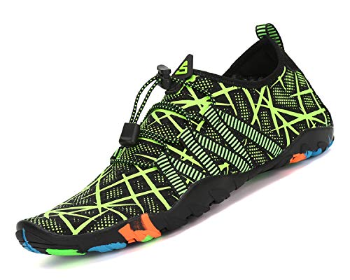 Zapatos de Agua para Buceo Snorkel Surf Piscina Playa Vela Mar Río Aqua Cycling Deportes Acuáticos Calzado de Natación Escarpines para Hombre Mujer,Verde 38