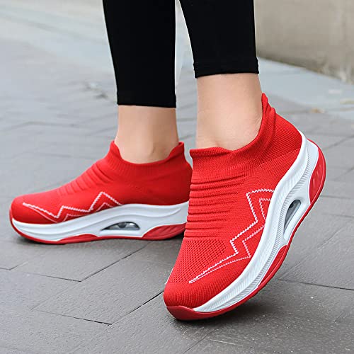 Zapatos Para Caminar Sin Cordones Con Colchón De Aire Para Mujer Calzado Deportivo Ortopédico Para Diabéticos Cómodo Y Casual Zapatillas De Deporte Atléticas De Tenis De Punto De Malla Transpirable