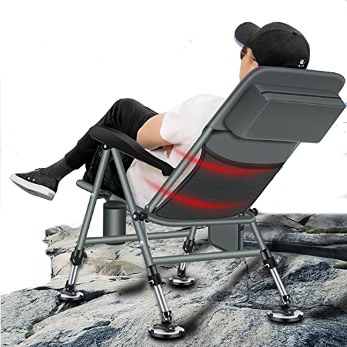 ZAQI Silla Pesca Silla de Pesca para al Aire Libre Todo Terreno, reclinable portátil para Mujeres Adultos, con reposabrazos, Soporte Trasero Ajustable, Bolsa de Almacenamiento, 500 Libras