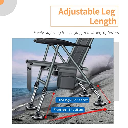 ZAQI Silla Pesca Silla de Pesca para al Aire Libre Todo Terreno, reclinable portátil para Mujeres Adultos, con reposabrazos, Soporte Trasero Ajustable, Bolsa de Almacenamiento, 500 Libras