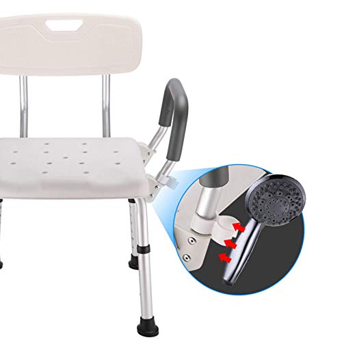 ZBBN Silla de Ducha para Personas Mayores Asiento de Ducha Pesado Ajustable en Altura con apoyabrazos y Respaldo para Personas Mayores Discapacidades en la Ducha Taburete de Ducha de baño accesib