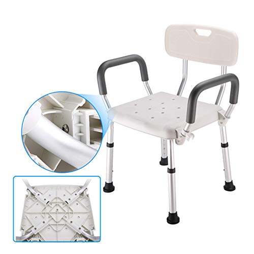 ZBBN Silla de Ducha para Personas Mayores Asiento de Ducha Pesado Ajustable en Altura con apoyabrazos y Respaldo para Personas Mayores Discapacidades en la Ducha Taburete de Ducha de baño accesib