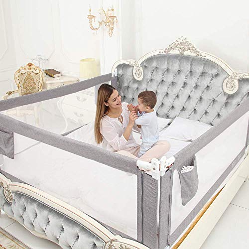 ZEHNHASE Barandilla de La Cama para bebés, Barrera de cama para niños Colchón doble, doble, tamaño completo tamaño queen y king (gris, 120cm, Children: XS)