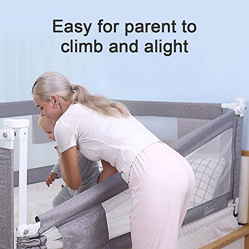 ZEHNHASE Barrera de cama para bebé 100CM, Barandilla de La Cama para Niños - Anticaídas, Altura ajustable, Fácil Instalación, gris, 1pc