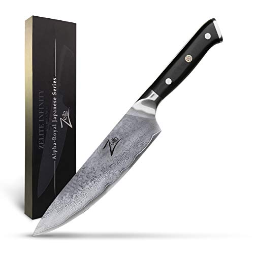 Zelite Infinity Cuchillo Chef de 20 cm – Utensilios de Cocina Acero de Damasco Japonés AUS-10 para Toda la Vida, Cuchillos Cocina Gyuto para Casa y Restaurante