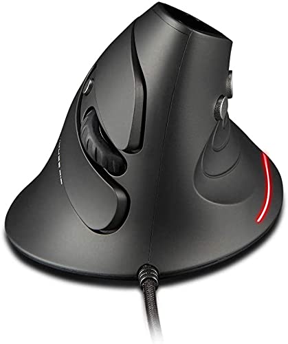 Zelotes Ratón Ergonómico Vertical,Ratón óptico,Ratón con Cable,3200 dpi,6 Botones,reposamuñecas extraíble,Prevención de Codo Enfermedad del ratón Protege Especialmente el Brazo