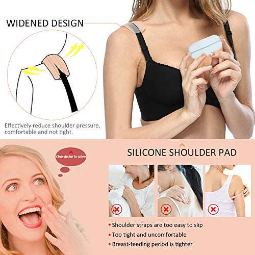 ZEVONDA Mujer Tirantes de Sujetador Invisible Straps Clips de Sujetador - 6 Piezas de Soporte Clips Tirante de Sujetador & 3 Pares de Cojín Sujetador Almohadilla Protector de Hombro de Silicona