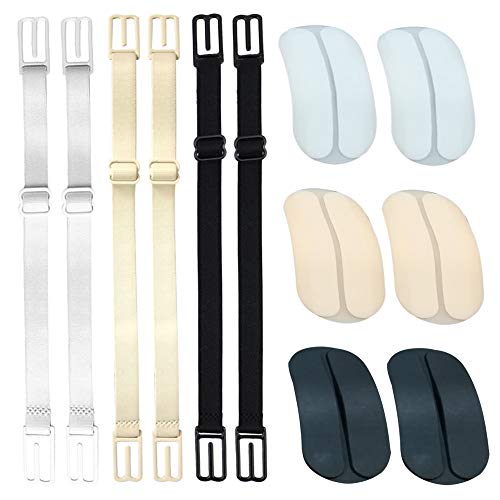 ZEVONDA Mujer Tirantes de Sujetador Invisible Straps Clips de Sujetador - 6 Piezas de Soporte Clips Tirante de Sujetador & 3 Pares de Cojín Sujetador Almohadilla Protector de Hombro de Silicona