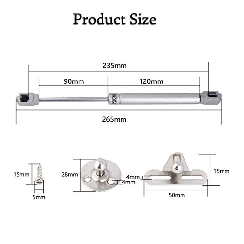 ZFYQ Pistones a Gas, 2pcs Hidráulico Muebles Cocina Amortiguador Puertas Elevables 120N/12kg 270mm Bisagras Resortes Armario con Tornillos