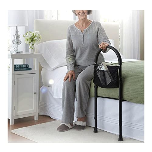 ZHBW Barra De Apoyo para Cama con Bolsillo Almacenamiento, Barra Mayores Protección contra Caídas (Color : Black)