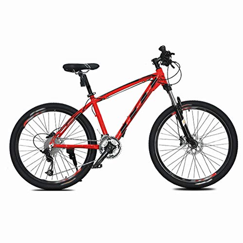 ZHIFENGLIU Bicicleta De Montaña De Velocidad Variable para Adultos 26 Pulgadas 27 Disco De Velocidad Aleación De Aluminio Amortiguador Doble Disco Bicicleta De Montaña Autopropulsada,Reddish Black