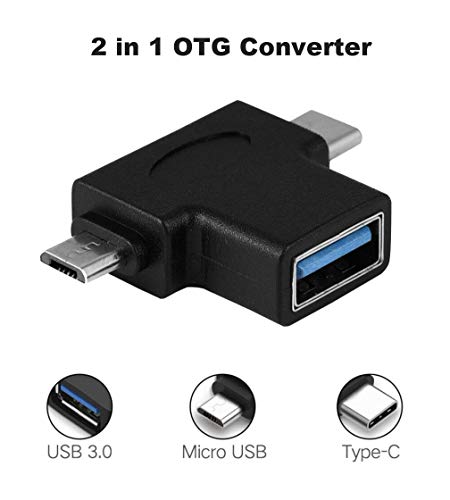 ZHITING 2 en 1 USB 3.0 Muliti Mouse OTG Adaptador Tipo C Micro USB a USB3.0 Convertidor de Datos de Carga Macho a Hembra para Teclado de Disco U Conector de teléfono Android