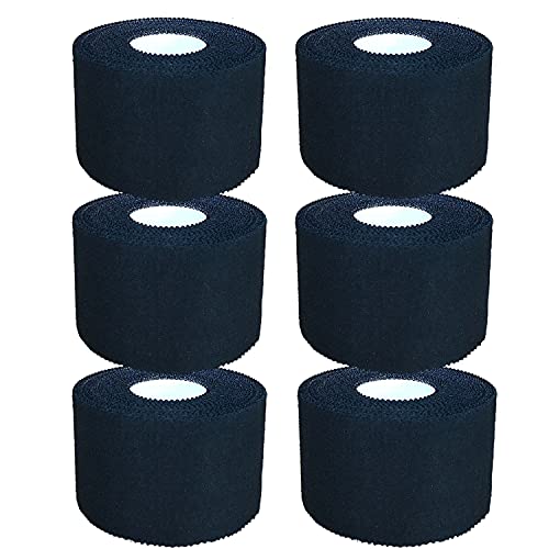 ZiATEC Cotton Athletic Sports Tape Premium - 10 metros | cinta adhesiva deportiva, vendaje de 3.8cm de ancho para fisioterapia, color:6 x Negro