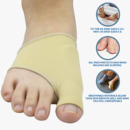 Zinyakon Cojín para juanetes, 4 paquetes de calcetines de tela para juanetes para el dedo gordo del pie, protectores de juanetes para aliviar el dolor, protectores de juanetes para mujeres y hombres