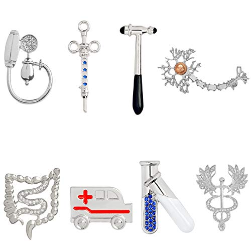 ZITENG CGBH Tubo médico Doctor Pin de Metal Placa de Prueba medidor de presión Martillo de Reflejos Jeringa Ambulancia Sangre neurona Broche intestinal caduceo (Talla : Neuron s)