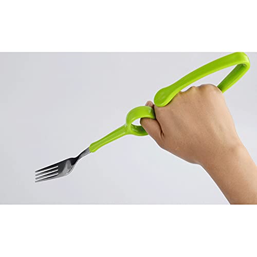 ZJJ Utensilios De Alimentación Adaptables Ancianos Antivibración Mango Curvo De Fácil Agarre Cuchara Y Tenedor Juego De Cubiertos Ayuda De Comedor Adaptable Vajilla para Discapacitados Artritis,Fork