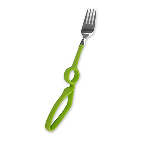 ZJJ Utensilios De Alimentación Adaptables Ancianos Antivibración Mango Curvo De Fácil Agarre Cuchara Y Tenedor Juego De Cubiertos Ayuda De Comedor Adaptable Vajilla para Discapacitados Artritis,Fork