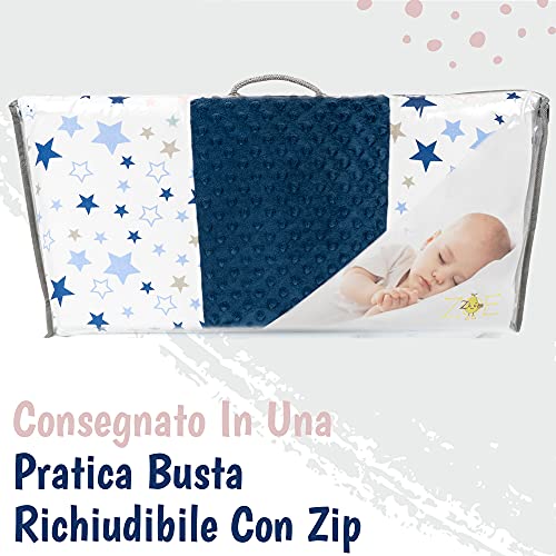 ZOE Zoom Protector para cuna de bebé, barandilla de cama infantil, con estrellas azules o rosas, 180 x 30 cm, universal, 100% algodón OekoTex – acolchado y desenfundable (azul)