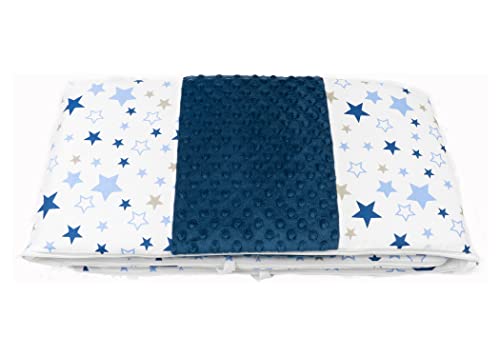 ZOE Zoom Protector para cuna de bebé, barandilla de cama infantil, con estrellas azules o rosas, 180 x 30 cm, universal, 100% algodón OekoTex – acolchado y desenfundable (azul)