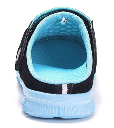 Zuecos Hombres Mujeres Unisex Zapatillas de Playa Sandalias Piscina Vernano Zapatos de Jardín Respirable Malla Casual Pantuflas - Negro Cielo Azul, 42 EU