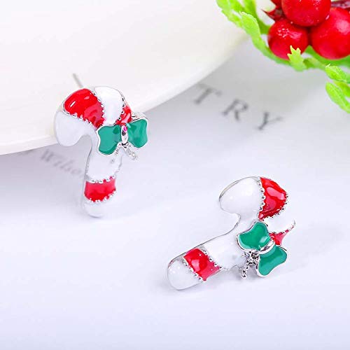 Zuiaidess Pendientes De Navidad - Pendiente De Botón De Declaración De Mujer con Muleta De Alce De Árbol De Navidad, Accesorios De Fiesta Americana, Regalo De Joyería Femenina, 1